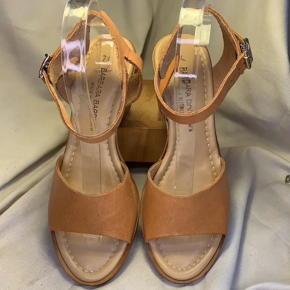 Barbara Barbieri leather wedge sandal ankle strap